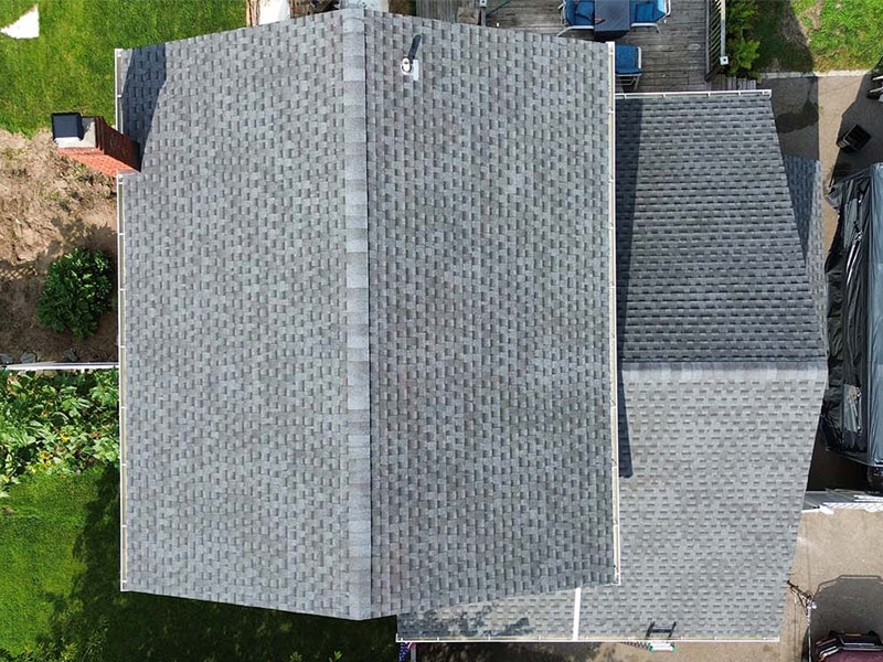 An aerial view of a rooftop in Suffolk County, NY
